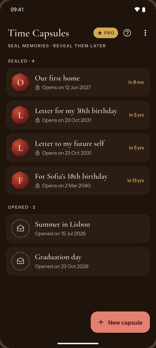 The home screen in dark theme